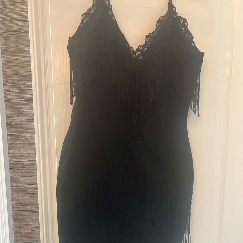 Elegant Black Fringe Dress